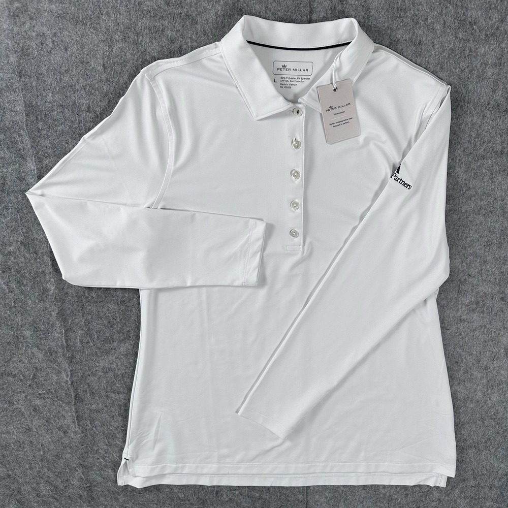 Peter Millar Womens L Pullover Lightweight Sun Shirt White 1/4 Zip Polo